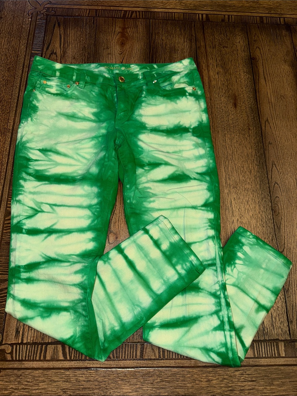 Michael Kors Green Tie-Dye Skinny Jeans